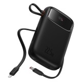 POWER BANK Baseus Qpow2, 10000mAh, 22.5W, 1 x USB; 1 x USB Type-C, 1 x Lightning, total 3A, include cablu USB Type-C 0.3m, negru, &quot;P10055003113-00&quot; (t