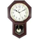 Cumpara ieftin Ceas de perete cu pendul RIKON RK-29 Brown, 55cm, analogic, quartz, cadran rotund alb cu cifre arabe negre