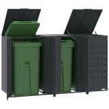 vidaXL Depozitare coș gunoi roți 3 coșuri antracit 207x79x117 cm oțel