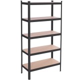 Raft metalic pentru depozitare cu 5 polite MDF, 675 kg, 75x30x150 cm