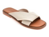 Papuci EPICA albi, TML01T, din piele naturala