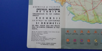 myh 12 - Harta turistica foarte veche - RSR - Romania - piesa de colectie foto