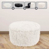 Perna Gonflabila Decorativa Shaggy Alba Vervo.Ro &Oslash;38x20 cm - Puf Iarna, Poliester, Confortabila, Design Elegant, Decoratiuni Casa