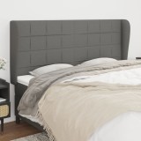 vidaXL Tăblie de pat cu aripioare gri &icirc;nchis 163x23x118/128 cm textil