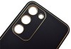 Husa eleganta din piele ecologica pentru Samsung Galaxy A52 cu accente aurii, Negru, Oem