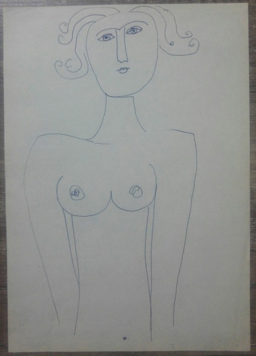 Nud// studiu de Sultana Maitec, pix pe hartie