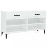 Pantofar, alb extralucios, 102x35x55 cm, lemn compozit