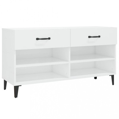 Pantofar, alb extralucios, 102x35x55 cm, lemn compozit foto