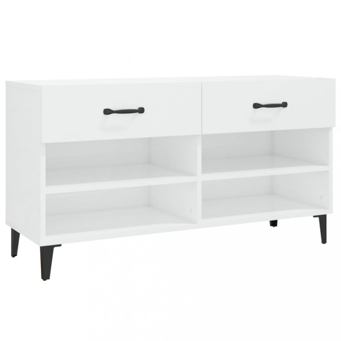 Pantofar, alb extralucios, 102x35x55 cm, lemn compozit