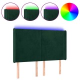 Cumpara ieftin Tablie de pat cu LED, verde inchis, 147x16x118/128 cm, catifea