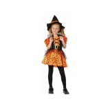 Costum carnaval pentru copii, model Mica Vrajitoare marime 130/140 cm (8-10 Ani)