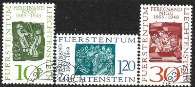 B0961 - Lichtenstein 1965 - Pictura 3v.stampilat,serie completa foto