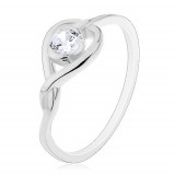 Inel argint 925 - model &icirc;ncrucișat cu inimă și zircon - Marime inel: 61
