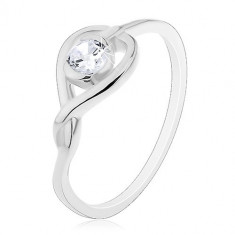 Inel argint 925 - model încrucișat cu inimă și zircon - Marime inel: 49