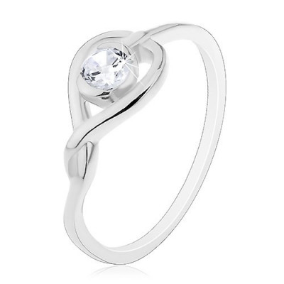 Inel argint 925 - model &amp;icirc;ncrucișat cu inimă și zircon - Marime inel: 57 foto