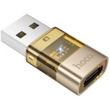 Adaptor Date si Incarcare USB-C - USB-A HOCO UA36C, Auriu