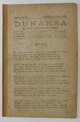 DUNAREA , REVISTA LITERARA - CULTURALA , NR. 12 , 1919 foto