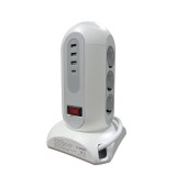 Prelungitor Vertical cu 4 USB, 1 Type-C Fast Charger si 9 Prize, Alb