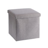 Cumpara ieftin Taburet cu spatiu depozitare, pliabil, textil gri 38 x 38 x 38 cm