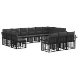 vidaXL Set de canapele de exterior cu pernă 13 pcs Negru și Gri &icirc;nchis 3437789