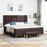 Cumpara ieftin Pat cu arcuri cu saltea Maro &icirc;nchis 200 x 200 cm țesătură