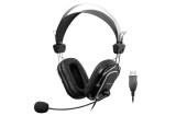 CASTI A4tech, cu fir, standard, utilizare multimedia, microfon pe brat, conectare prin USB 2.0, negru / argintiu, &quot;HU-50&quot;, (timbru verde 0.8 lei)