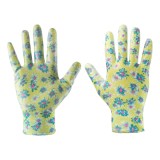 Manusi de gradina Verto cu nitril, model floral, marimea 8, rezistente la taieturi si perforari, etanse lichide