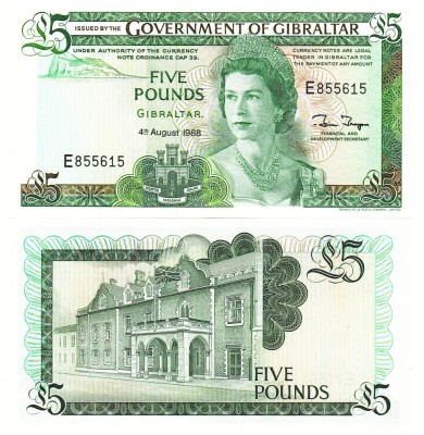 Gibraltar 5 Pounds 1986 P-21 UNC foto