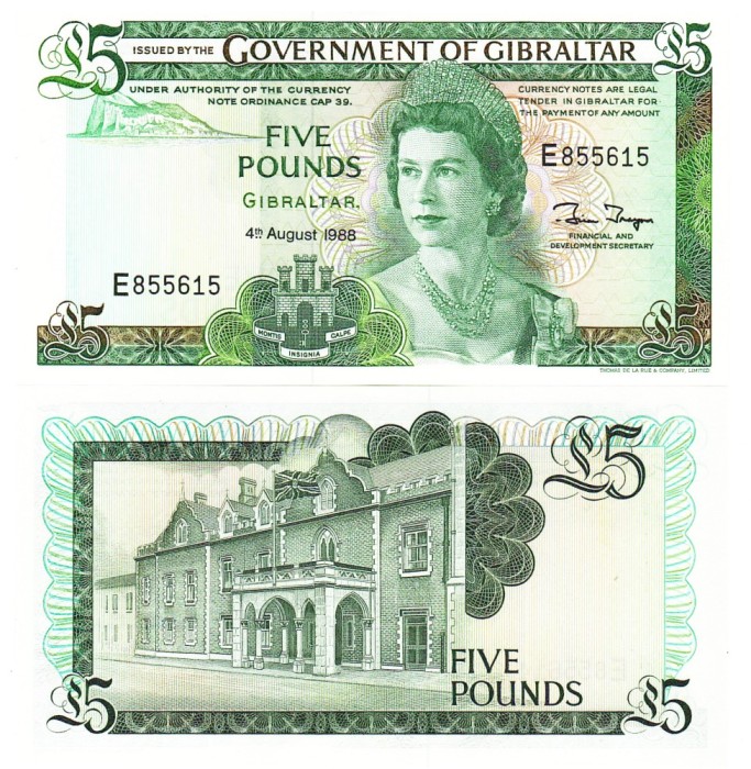 Gibraltar 5 Pounds 1986 P-21 UNC