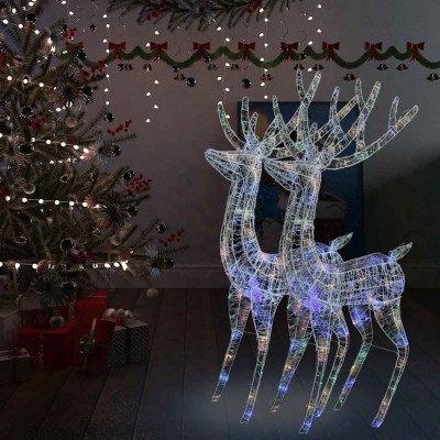 Ren de Crăciun 250 LED-uri, 2 buc. multicolor 180 cm acril XXL foto