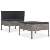 Cumpara ieftin Set mobilier de gradina cu perne, 2 piese, gri, poliratan