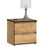 Noptiera cu 2 sertare, din PAL laminat, 40x35x40 cm, stejar craft Household NewTrend