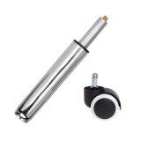 Cumpara ieftin Set rotita universala cauciuc si cilindru piston, gaz, pentru scaune birou, argintiu, 35 cm
