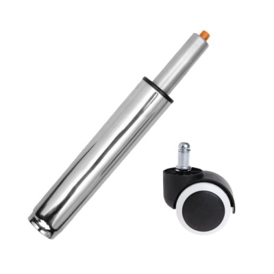 Set rotita universala cauciuc si cilindru piston, gaz, pentru scaune birou, argintiu, 35 cm foto