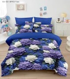Cumpara ieftin Lenjerie de pat 5D,pat dublu,bumbac finet,6 piese, imprimeu flori tricotate mov si albe,-A1280