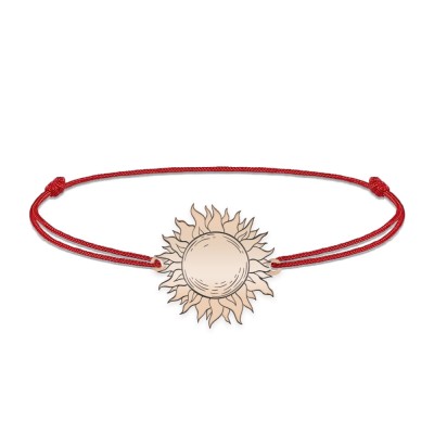 Sun- Bratara personalizata snur cu soare din argint 925 placat cu aur roz foto