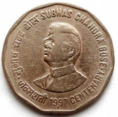 INDIA , 2 RUPEES 1887 - 1997 , CENTENAR Chandra Bose , SEF SERVICII SECRETE !!! foto