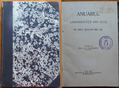 Prof. Calugareanu , Anuarul Universitatii din Cluj , anul scolar 1921 - 22 ,1923 foto