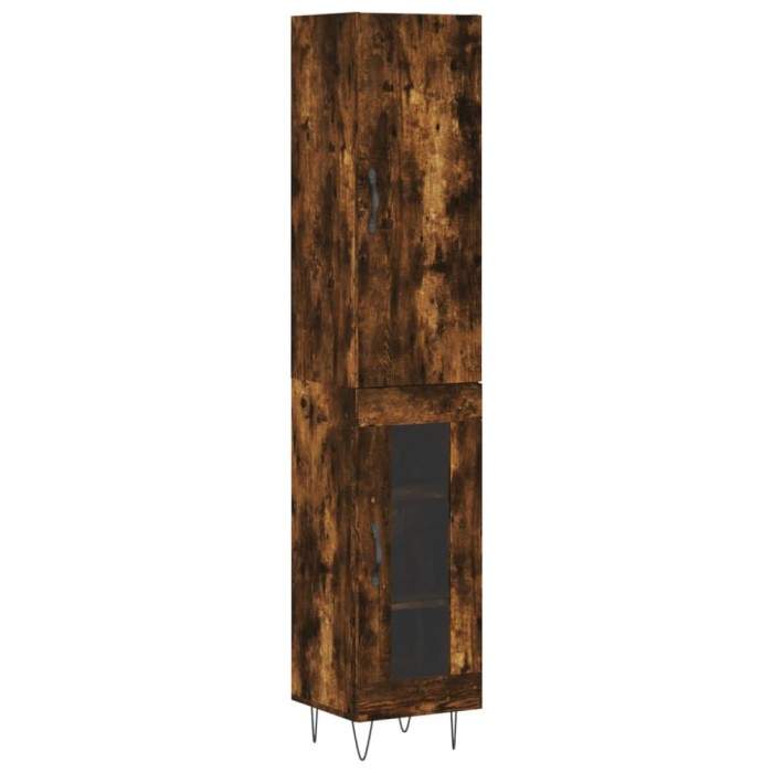 Dulap inalt, stejar fumuriu, 34,5x34x180 cm, lemn prelucrat