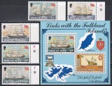 Isle of Man 1984 - Nave cu p&acirc;nze din flota Karran, Serie + Colita, MNH, Nestampilat