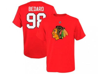 Chicago Blackhawks tricou de copii Connor Bedard Chicago Blackhawks Flat Name &amp;amp;amp; Number Ctn Tee - Dětsk&amp;eacute; L (11 - 12 let) foto