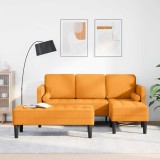 Cumpara ieftin Set de 2 Piese Canapea cu Pernuțe Material Galben &Icirc;nchis