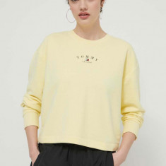 Tommy Jeans bluza femei, culoarea galben, cu imprimeu