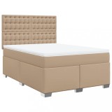Cumpara ieftin Pat box spring cu saltea, cappuccino, 140x190cm piele ecologica