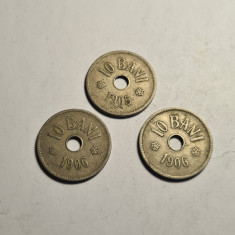 Lot 3 monede 10 bani 1905, 10 bani 1906 si 10 bani 1906 J