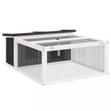 Cumpara ieftin Cusca pentru iepuri, gri, 117,5x97x47,5 cm, lemn masiv de pin
