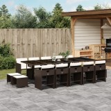 Gossi set mobilier de gradina cu perne, 15 piese, maro, poliratan