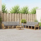 vidaXL Set de canapele de exterior cu pernă 9 pcs Alb și gri deschis 3389329
