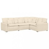 Cumpara ieftin Canapea modulara cu perne, crem, tesatura velur