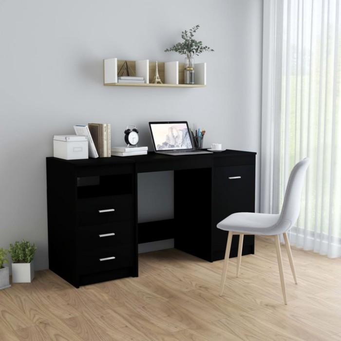 Gossi birou, negru, 140 x 50 x 76 cm, lemn prelucrat